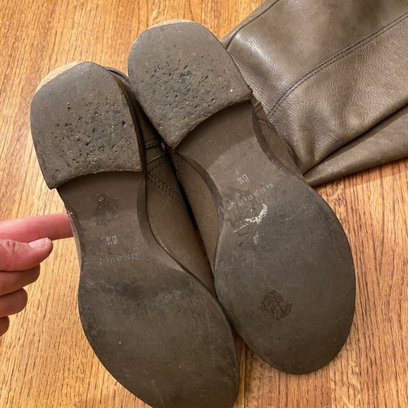 1937 Footwear Italy Women's Sz 6.5 Brown/Gra Leather Riding Tall Boots - Picture 6 of 11